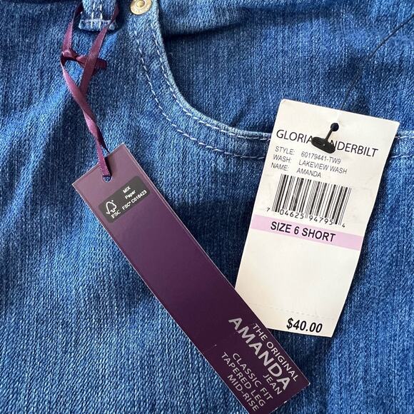 Original Amanda Jeans Classic Fit Tapered Leg Mid-Rise Jeans Size 6 Short NEW - Picture 4 of 6